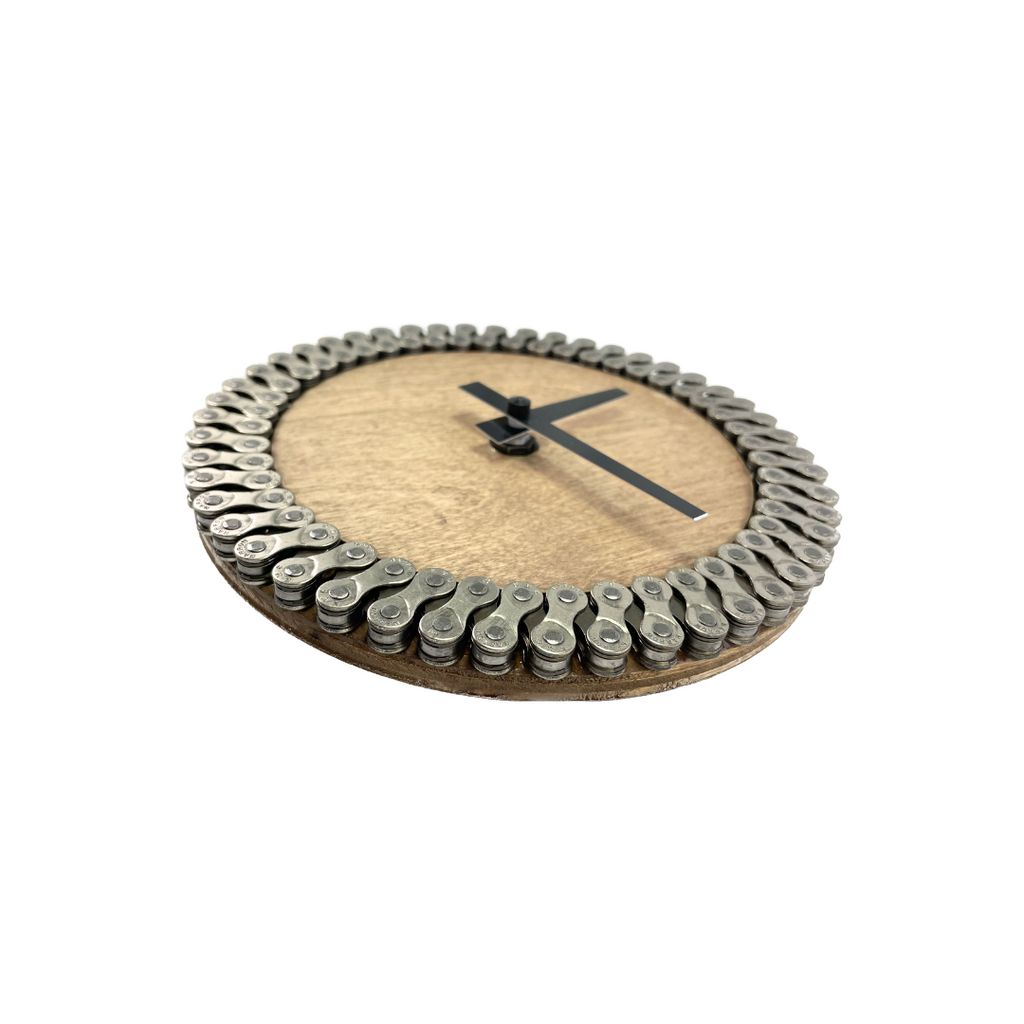 Wood and Repurposed Bike Chain Clock - LINKS by Annette