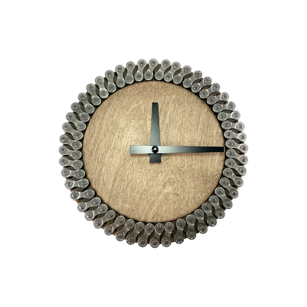 Wood and Repurposed Bike Chain Clock - LINKS by Annette