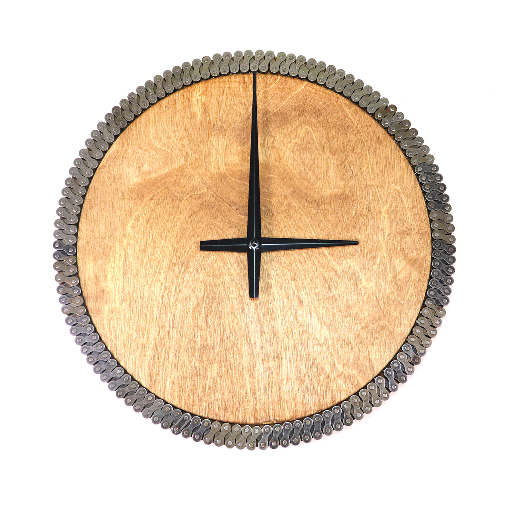Upcycled Wood and Bike Chain Clock - LINKS by Annette