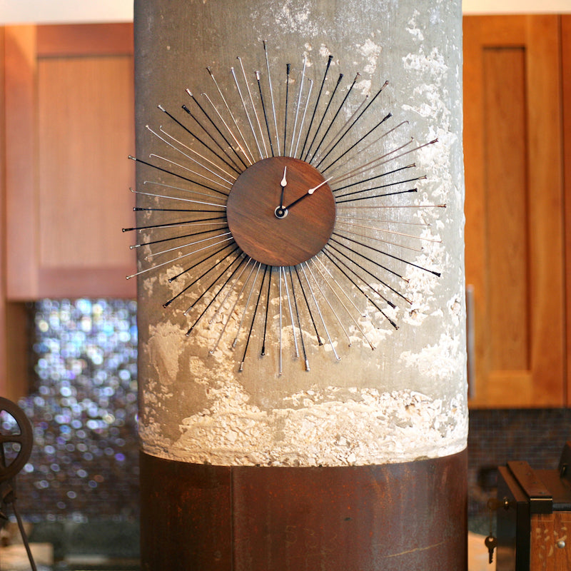 Sunburst Spoke Clock, Clocks & Mirrors, elevated, upcycled, unique, handmade, chicago, bike parts, Bike gifts, LINKS by Annette
