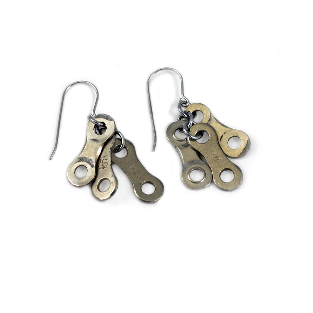 Bike Chain Links Earrings, Bike Jewelry, elevated, upcycled, unique, handmade, chicago, bike parts, Bike gifts, LINKS by Annette