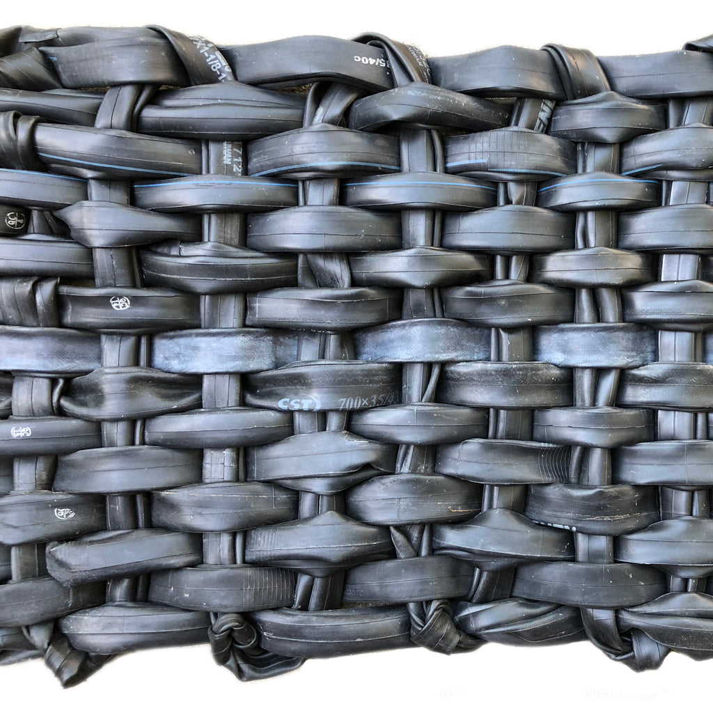Indoor/Outdoor Inner Tube Mat, Home goods, elevated, upcycled, unique, handmade, chicago, bike parts, Bike gifts, LINKS by Annette