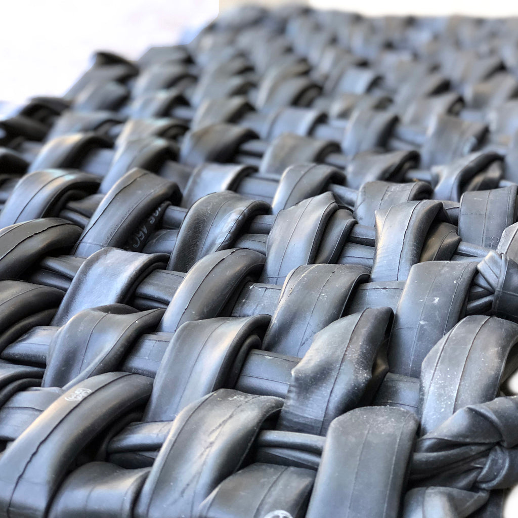 Indoor/Outdoor Inner Tube Mat, Home goods, elevated, upcycled, unique, handmade, chicago, bike parts, Bike gifts, LINKS by Annette