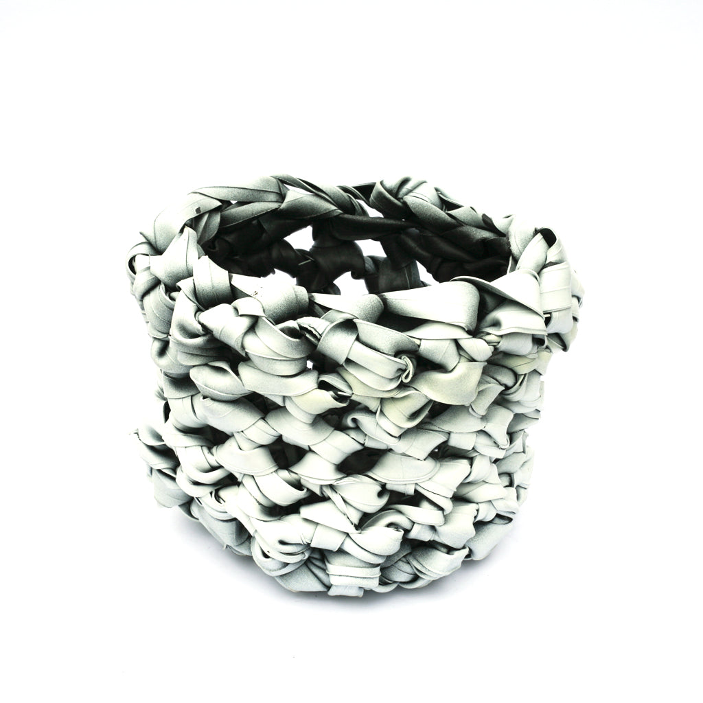 Inner Tube Crocheted Rubber Planter, Home goods, elevated, upcycled, unique, handmade, chicago, bike parts, Bike gifts, LINKS by Annette