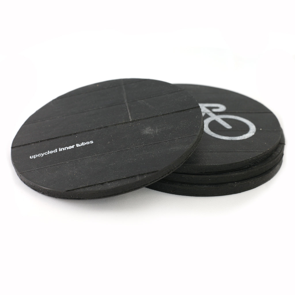 Bike Coasters, Inner Tube, Home goods, elevated, upcycled, unique, handmade, chicago, bike parts, Bike gifts, LINKS by Annette