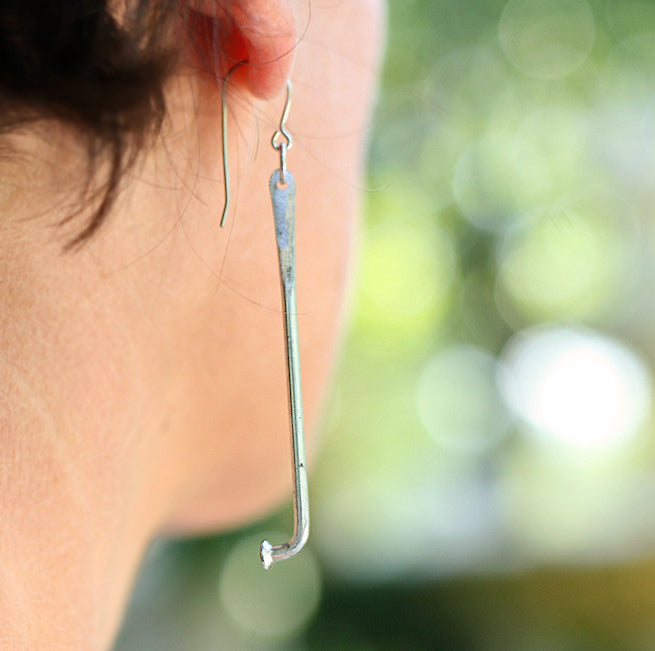 Spoke Hook End Earrings, Bike Jewelry, elevated, upcycled, unique, handmade, chicago, bike parts, Bike gifts, LINKS by Annette