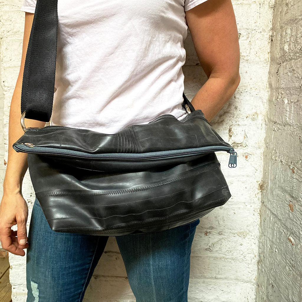 Crossbody Messenger Bag, Large, Small things, elevated, upcycled, unique, handmade, chicago, bike parts, Bike gifts, LINKS by Annette