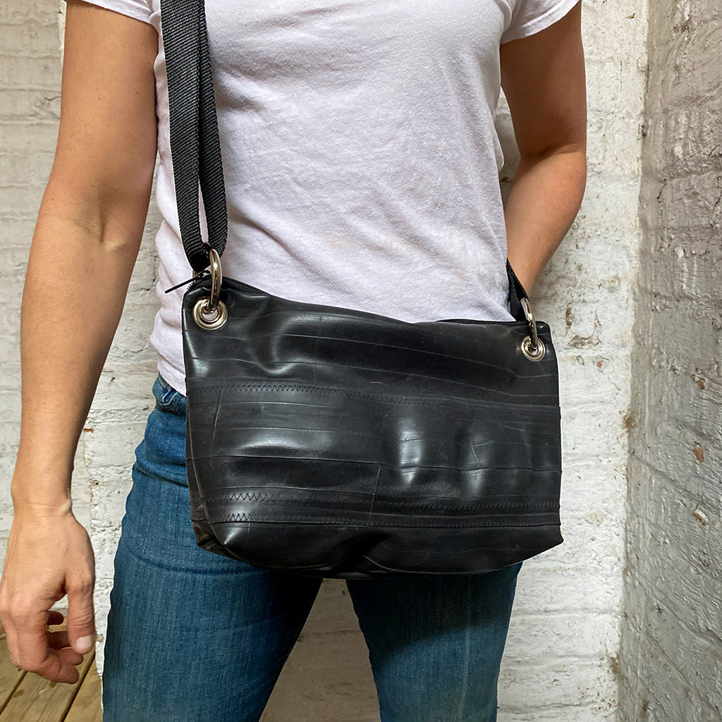 Crossbody Messenger Bag, Medium, Small things, elevated, upcycled, unique, handmade, chicago, bike parts, Bike gifts, LINKS by Annette