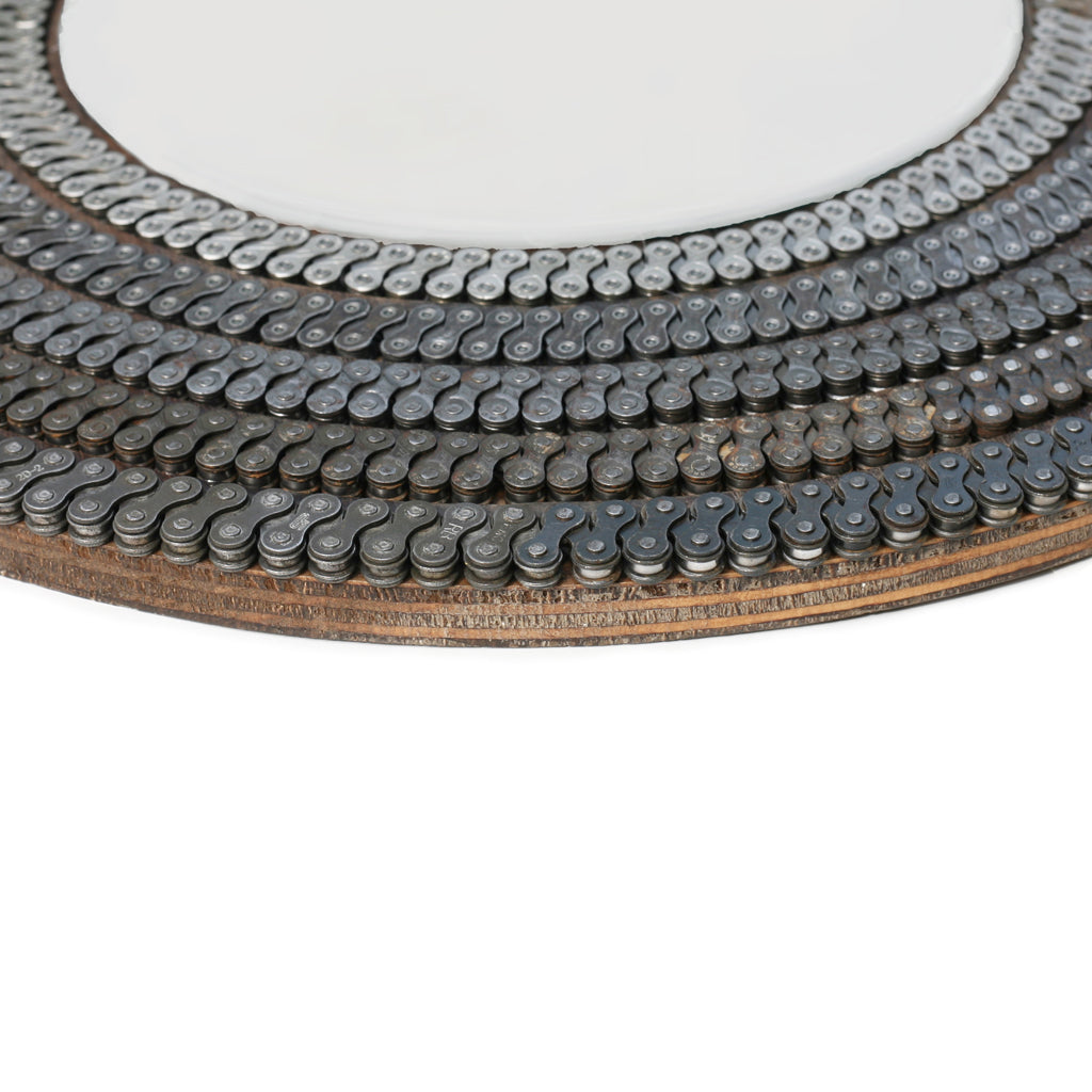 Cycling Five Chain Mirror, 10", Clocks & Mirrors, elevated, upcycled, unique, handmade, chicago, bike parts, Bike gifts, LINKS by Annette