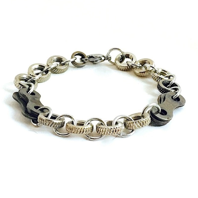 Presta Bling Bracelet, Bike Jewelry, elevated, upcycled, unique, handmade, chicago, bike parts, Bike gifts, LINKS by Annette