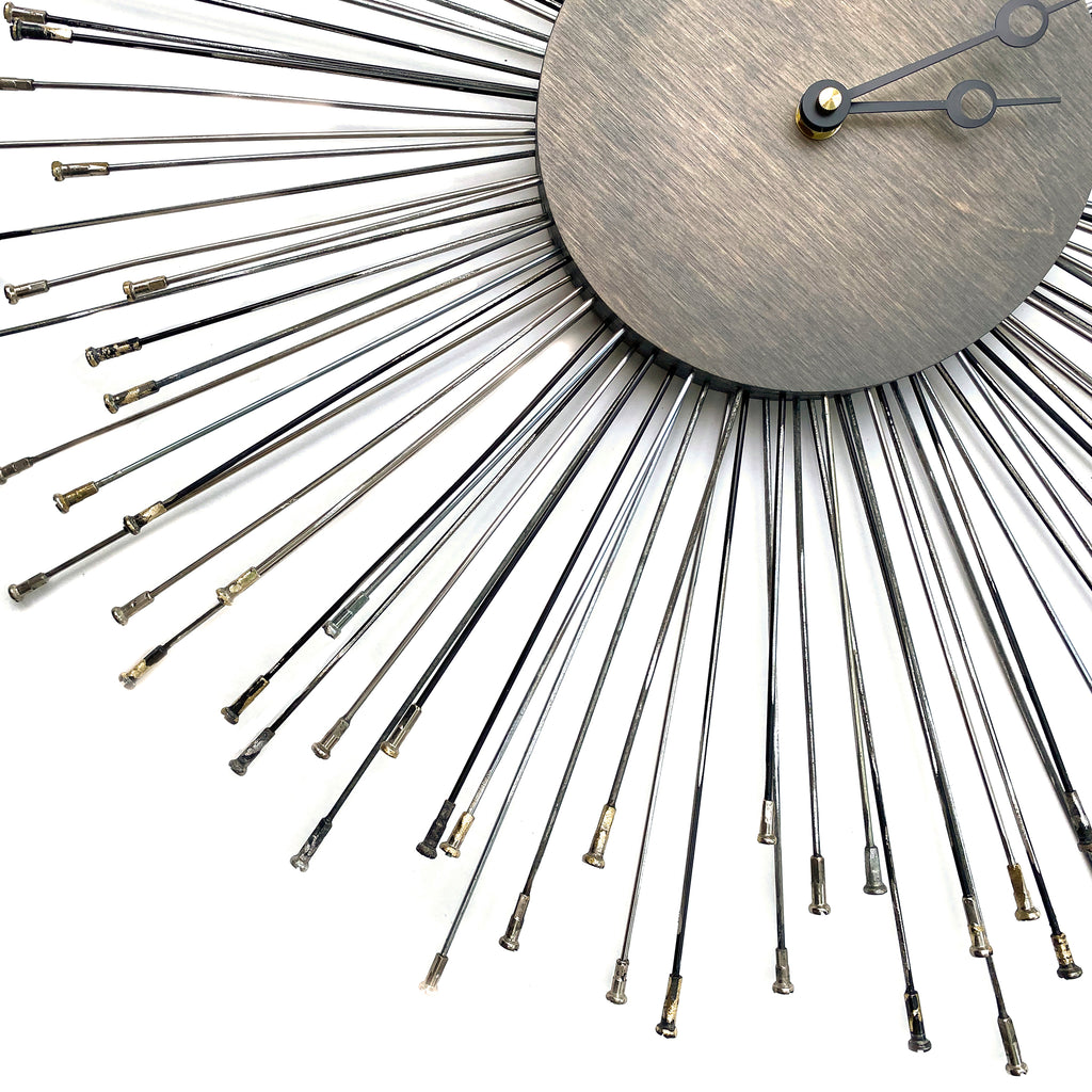 Sunburst Spoke Clock, Clocks & Mirrors, elevated, upcycled, unique, handmade, chicago, bike parts, Bike gifts, LINKS by Annette