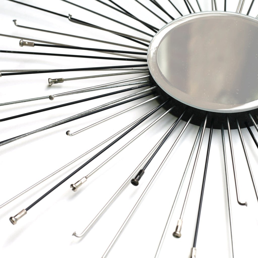 Sunburst Spoke Mirror, Clocks & Mirrors, elevated, upcycled, unique, handmade, chicago, bike parts, Bike gifts, LINKS by Annette