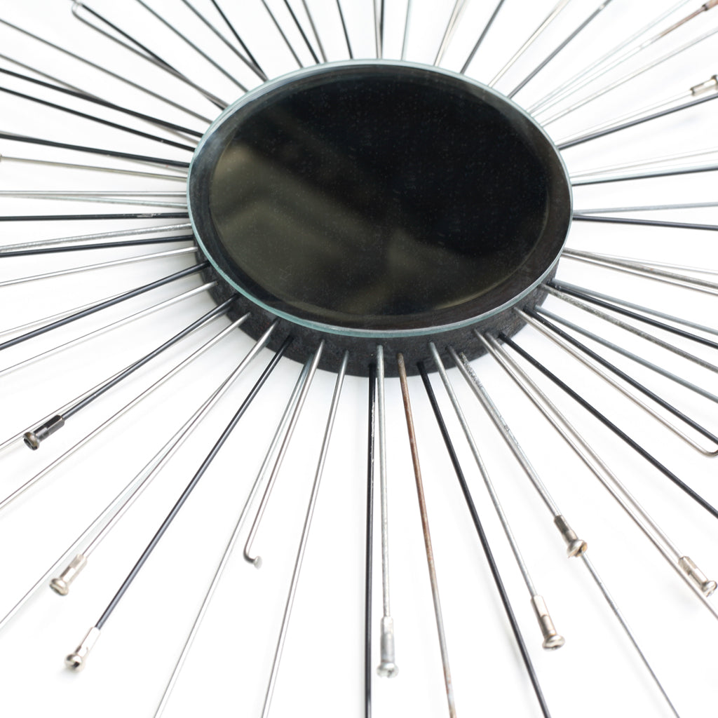 Sunburst Spoke Mirror, Clocks & Mirrors, elevated, upcycled, unique, handmade, chicago, bike parts, Bike gifts, LINKS by Annette