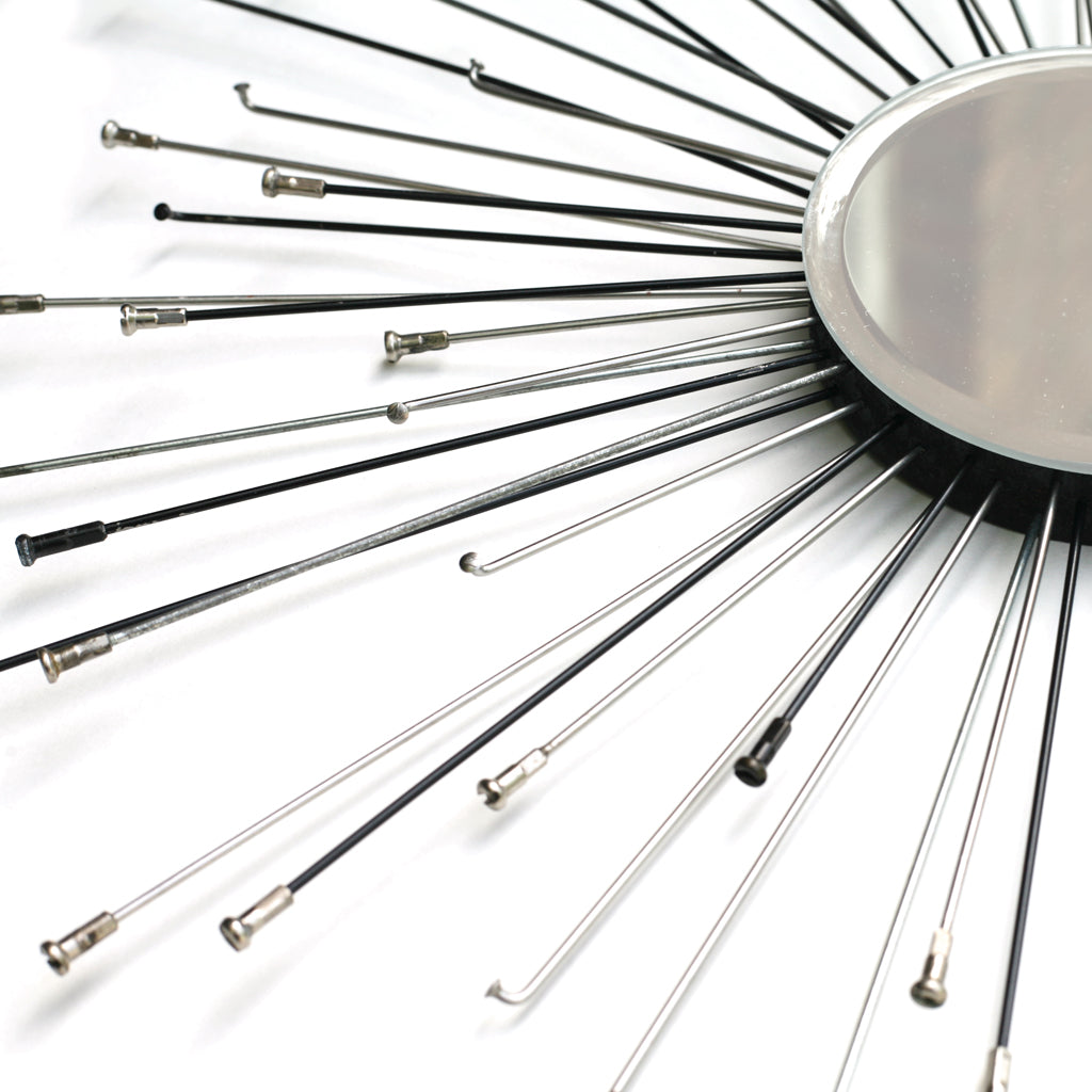 Sunburst Spoke Mirror, Clocks & Mirrors, elevated, upcycled, unique, handmade, chicago, bike parts, Bike gifts, LINKS by Annette