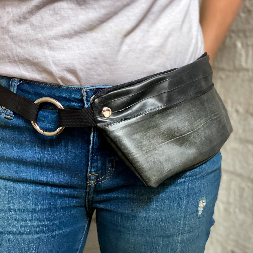 Inner Tube Waist Pack / Crossbody Bag, Small things, elevated, upcycled, unique, handmade, chicago, bike parts, Bike gifts, LINKS by Annette