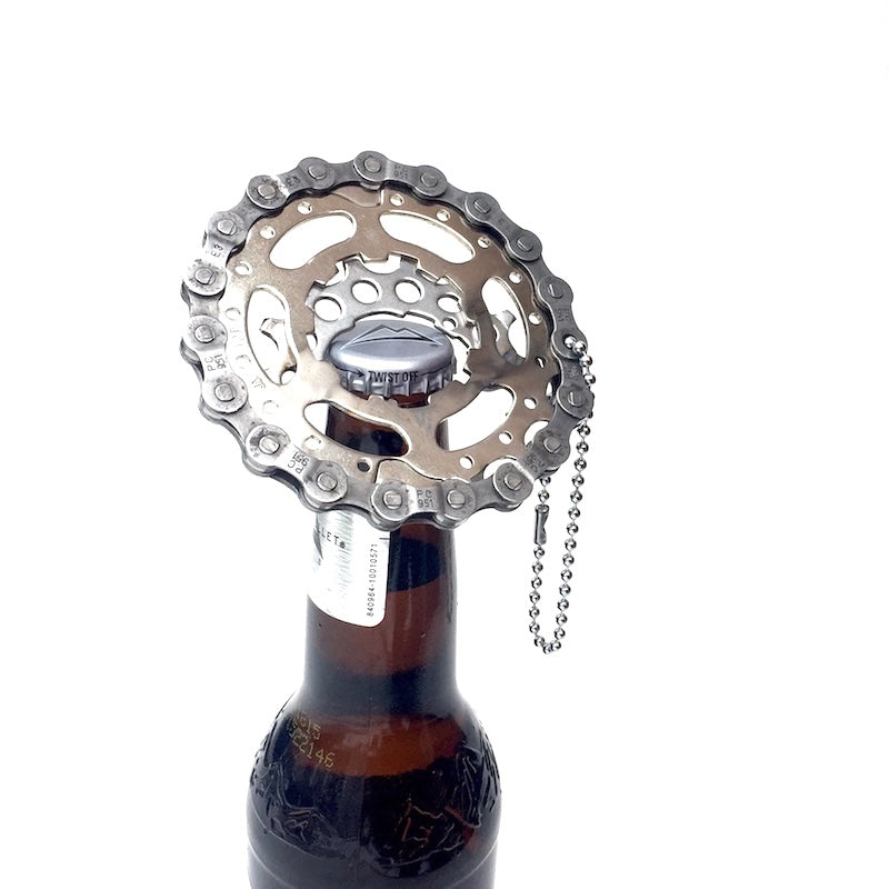 Holiday Combo Deal: Coaster and Bottle Opener Gift Set, Home goods, elevated, upcycled, unique, handmade, chicago, bike parts, Bike gifts, LINKS by Annette