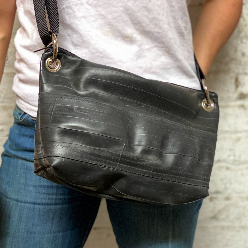 Crossbody Messenger Bag, Medium, Small things, elevated, upcycled, unique, handmade, chicago, bike parts, Bike gifts, LINKS by Annette