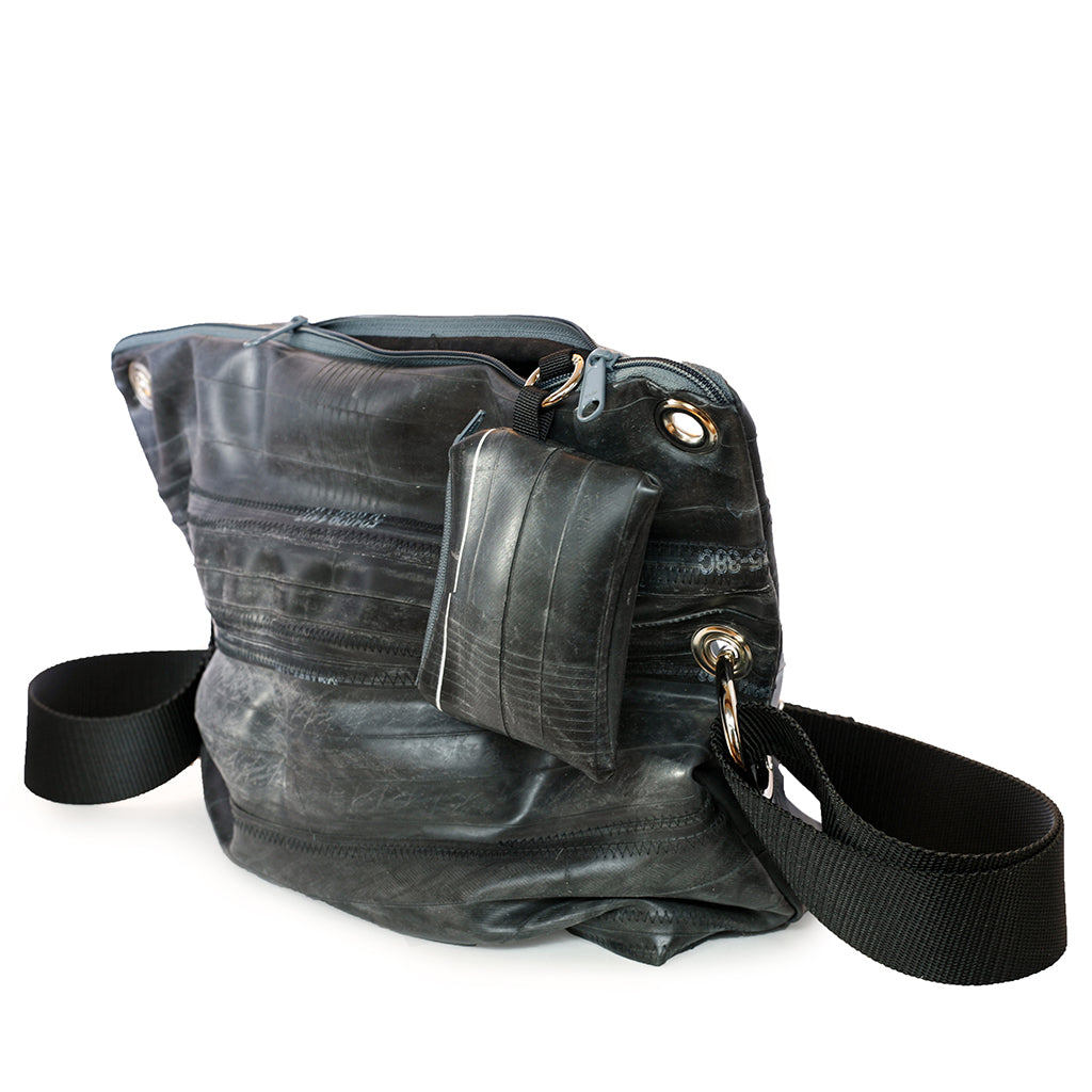 Crossbody Messenger Bag, Large, Small things, elevated, upcycled, unique, handmade, chicago, bike parts, Bike gifts, LINKS by Annette