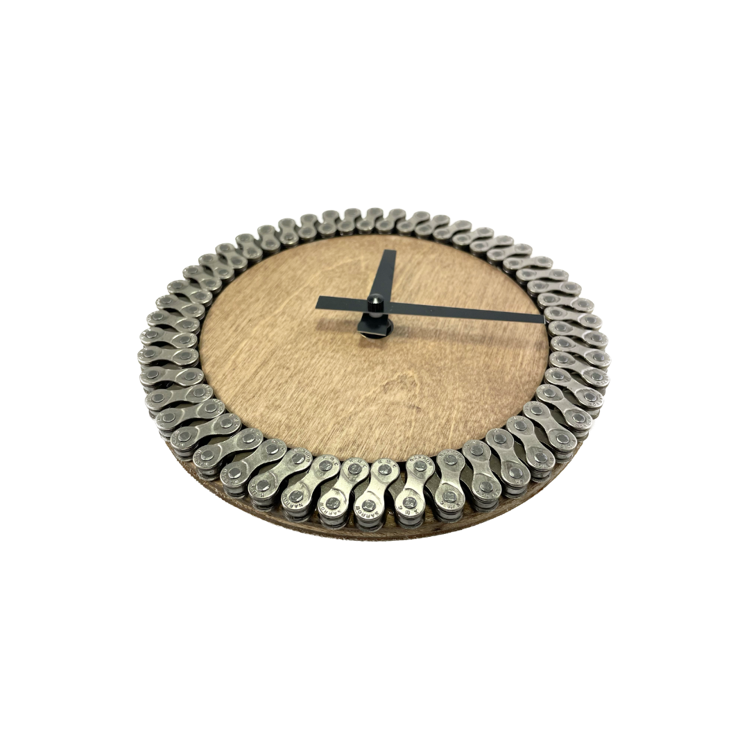 Wood and Repurposed Bike Chain Clock – LINKS by Annette