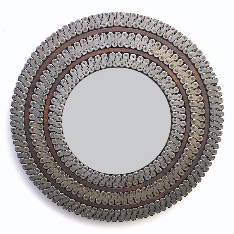 Cycling Triple Chain Mirror, 10", Clocks & Mirrors, elevated, upcycled, unique, handmade, chicago, bike parts, Bike gifts, LINKS by Annette