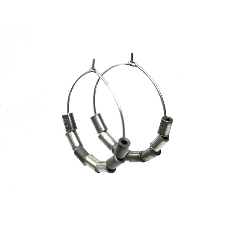 Recycled Rivet Hoop Earrings, Bike Jewelry, elevated, upcycled, unique, handmade, chicago, bike parts, Bike gifts, LINKS by Annette