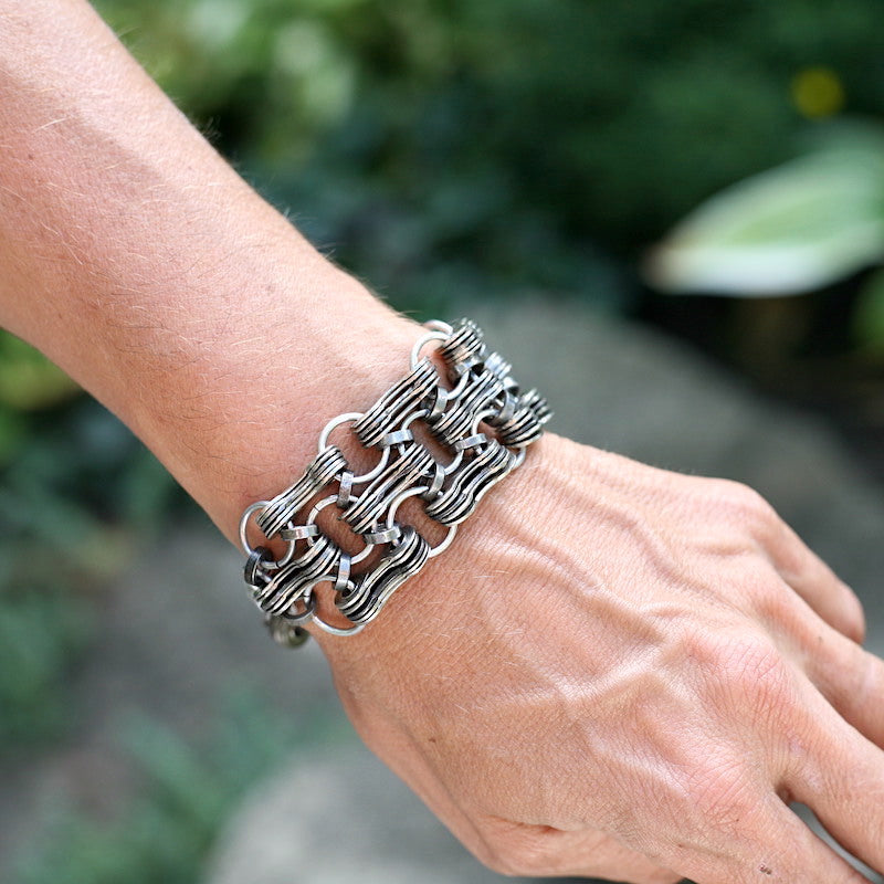 Chunky Sterling Silver Handmade Bike Chain Bracelet