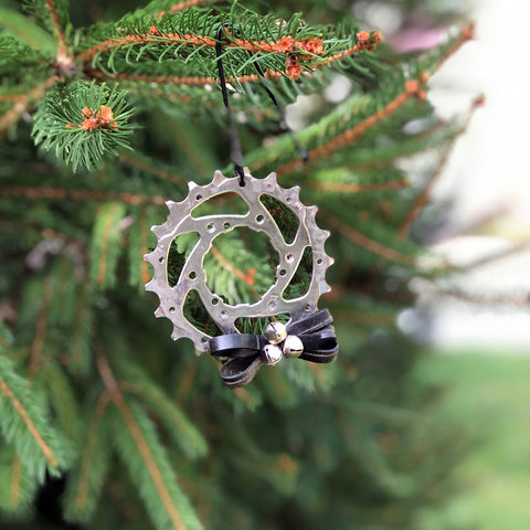 Gear and Tube Tree Ornament, Home goods, elevated, upcycled, unique, handmade, chicago, bike parts, Bike gifts, LINKS by Annette