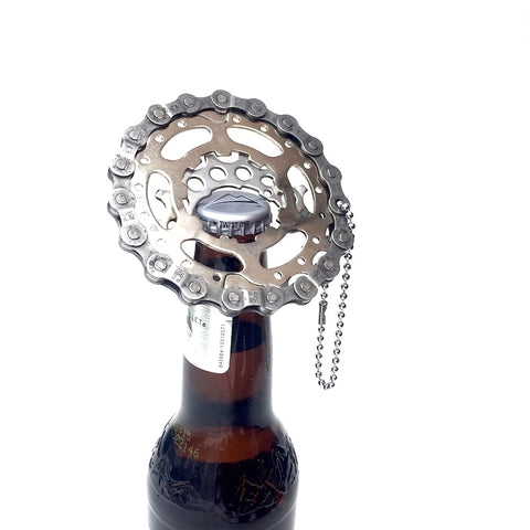 Bottle Opener, Bike Gear, Home goods, elevated, upcycled, unique, handmade, chicago, bike parts, Bike gifts, LINKS by Annette