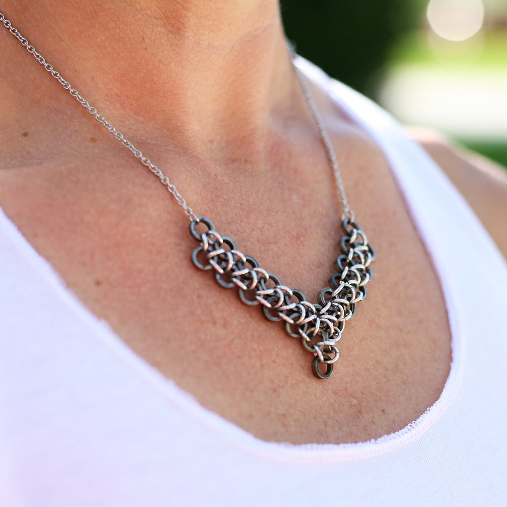 Roller Bling Necklace, Bike Jewelry, elevated, upcycled, unique, handmade, chicago, bike parts, Bike gifts, LINKS by Annette